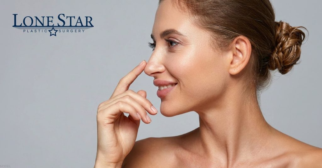 Woman after rhinoplasty. (Model)