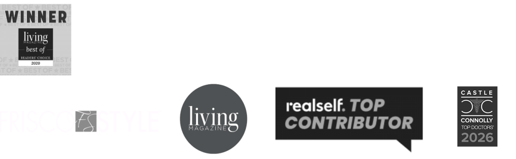 Living Magazine Best of Readers Choice 2022, Best Doctor 2026, The Dallas Morning News, Frisco Style Magazine, Living Magazine, and RealSelf Top Contributor, Star Local Media Readers' Choice 2024 - Best of Frisco Finalist.
