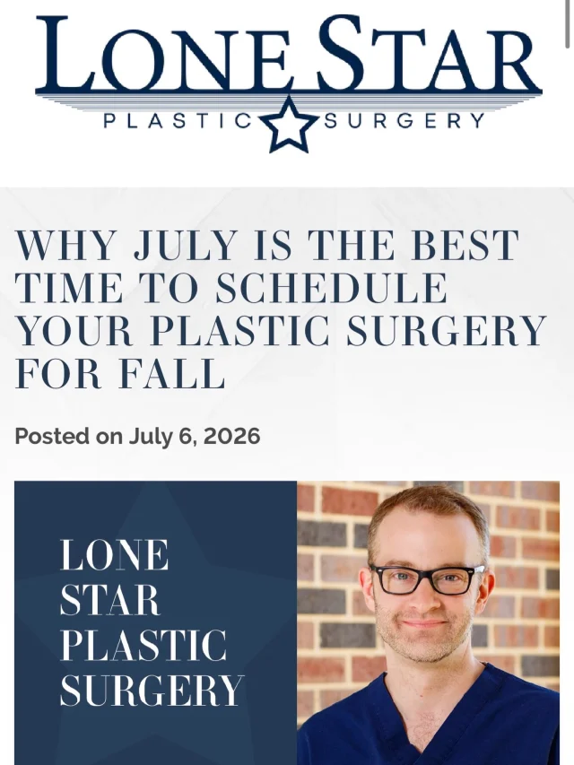 If you’re thinking about plastic surgery this year, July is one of the smartest times to start planning.

Why? Because the best surgery dates for fall don’t stay open for long. Planning now gives you time for your consultation, pre-operative appointments, and recovery—so you can enjoy the holidays looking and feeling like your best self.

Whether you’re considering a rhinoplasty, breast augmentation, mommy makeover, tummy tuck, or facial rejuvenation, timing matters just as much as choosing the right surgeon. At Lone Star Plastic Surgery, we’ll help you create a personalized timeline that fits your goals and your schedule.

Don’t wait until the calendar fills up—your future self will thank you.

📞 Schedule your consultation with Dr. Hill today and let’s start planning your transformation.

#DrSeanHill #LoneStarPlasticSurgery #FriscoPlasticSurgeon #PlasticSurgeryPlanning #FallTransformation